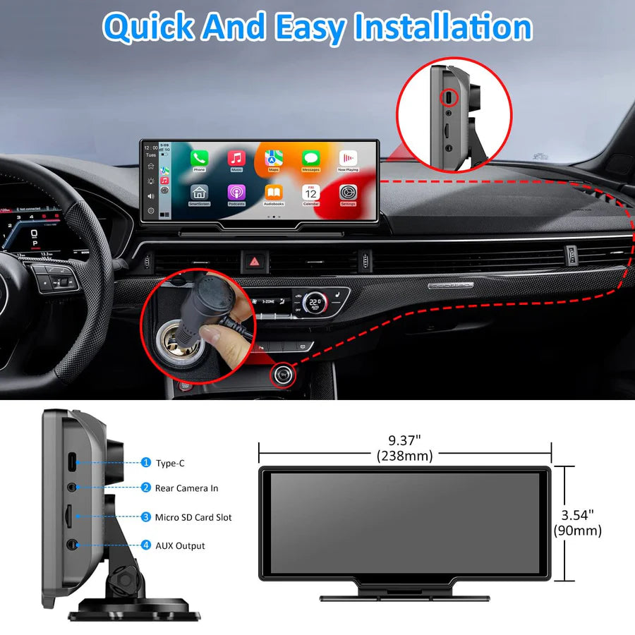 OTTOCAST Ottoscreen Portable 10" Apple CarPlay & Android Auto